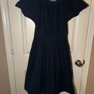 Casual Black Eyelet Cotton Midi Dress